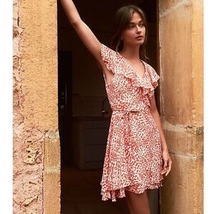 BOGO! NWT Free People French Quarter Mini Wrap Dress Red Orange Medium